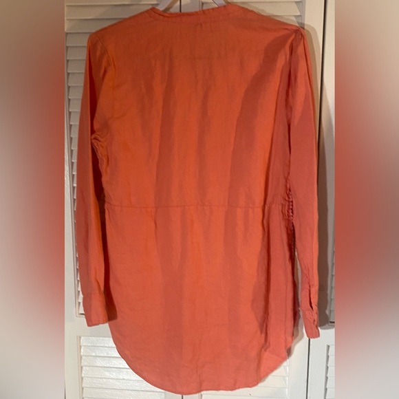 Crown and Ivy Salmon 1/2 Button Up Long Sleeve Tunic, Size L, 100% Linen - Picture 2 of 7